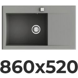 Fregadero sobre o bajo encimera SHIRA 503I de 1 cubeta y 1 escurridera izquierda de 870 x 515 mm ALB, Fregadera Sink pica SINTETICO FIBRA SILACRYL un SILACRIL kitchen sink  AL503I