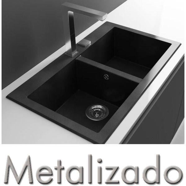 Fregadero sobre o bajo encimera SHIRA 504 de 2 cubetas de 855 x 515 mm color METALIZADO POALGI, Fregadera Sink pica SINTETICO FIBRA SILACRYL Leroy Merlin leroymerlin bauhaus bauaus bricomart bricodepot leroi bahaus bajaus bricomart alibaba ikea amazon bricor aki bricorama lightinthebox light in the box ebay eachbuyer aliexpress tomtop el corte ingles Amazon SILACRIL Dos kitchen sink