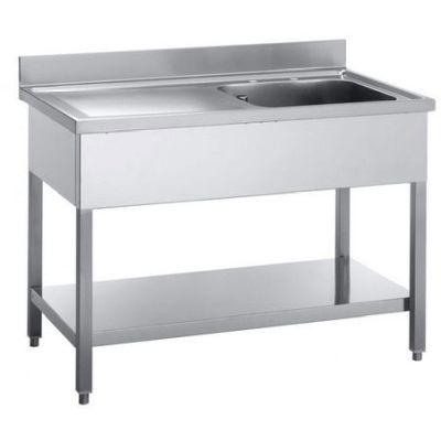 FREGADERO INDUSTRIAL EN ACERO INOX FONDO 600 CON BASTIDOR FI6B 1000 1 EI DE 1 SENO 1 ESCRR IZQUIERDA, INOXIDABLES FI6B10001EI FI6B-1000-1EI FI6B/1000/1EI FREGADERAS UNA ESCURRIDERA CUBETA Bastidores