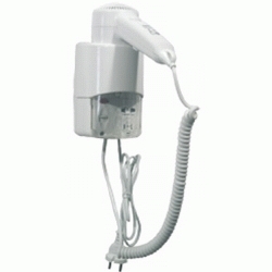 SECADOR DE PELO MURAL EN ABS BLANCO CON ENCHUFE PARA MAQUINA DE AFEITAR 220 v MEDICLINICS, CONEXION Pared