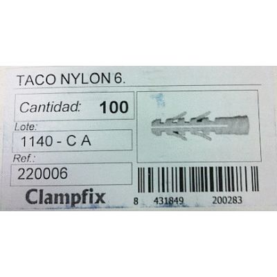 TACO NYLON GRIS TIPO FICHER DEL N 6 ( 100 UNIDADES ) REF. 220006 PARA LADRILLO Y HORMIGON HYDRAFIX, Recomendado ECNMC PARA FIJAR FIJACIONES HIDRAFIX IDRAFIX YDRAFIX Naylon Nailon