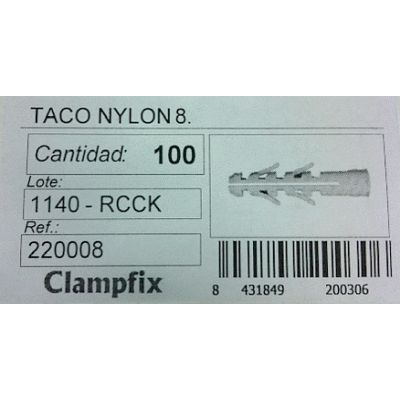 TACO NYLON GRIS TIPO FICHER DEL N 8 ( 100 UNIDADES ) REF. 220008 PARA LADRILLO Y HORMIGON HYDRAFIX, Recomendado ECNMC PARA FIJAR FIJACIONES HIDRAFIX IDRAFIX YDRAFIX Naylon Nailon