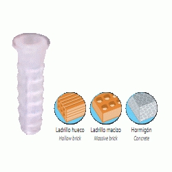 PAQUETE DE TACOS DEL N 6 DE PLASTICO ( 25 UNIDADES ) REF. 221006 PARA LADRILLO Y HORMIGON HYDR, Recomendado ECNMC PARA FIJAR FIJACIONES HIDRAFIX IDRAFIX YDRAFIX