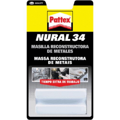 NURAL 34 DE 50 gr MASILLA RECONSTRUCTORA DE METALES ( DOS COMPONENTES ) REF. 1770933 HENKEL, MASILLA PASTA MASA DE REPARACION PARA LATON METALES  2 COMPONENTES