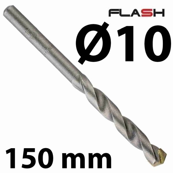 Broca FLASH 10 x 150mm para piedra, pared y hormign DIAGER D265D10L0150, 