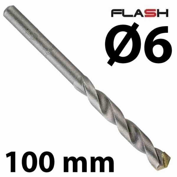 Broca FLASH 6 x 100mm para piedra, pared y hormign DIAGER 265D06, 