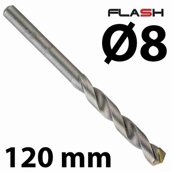 Broca FLASH 8 x 120mm para pared y hormign DIAGER 265D08, 