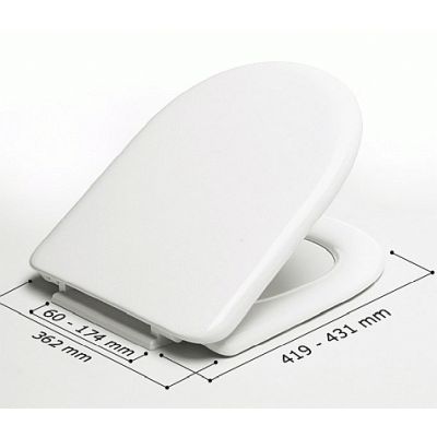 ASIENTO WC MODELO MILOS BLANCO BISAGRAS A-36 ESTOLI ( ACOPLA: CIVIC ALFA BAHIA DOMO SIENA OCEANUS ), TAPAS PARA TAZA TAZAS INODOROS WATER VATER VISAGRAS asientos  Bater W.C. Juego Anclajes anclages De toilet seat