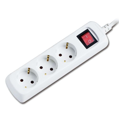 ALARGADOR ELECTRICO CON INTERRUPTOR 3 CLAVIJAS Y 1.5 METROS DE CABLE MAX. 3680W, Leds luces iluminacin Mts Mtr