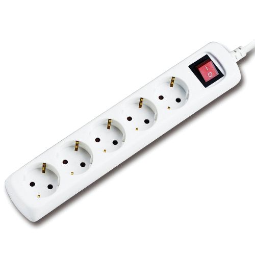 ALARGADOR ELECTRICO CON INTERRUPTOR 5 CLAVIJAS Y 5 METROS DE CABLE MAX. 3680W, Leds luces iluminacin Mts Mtr