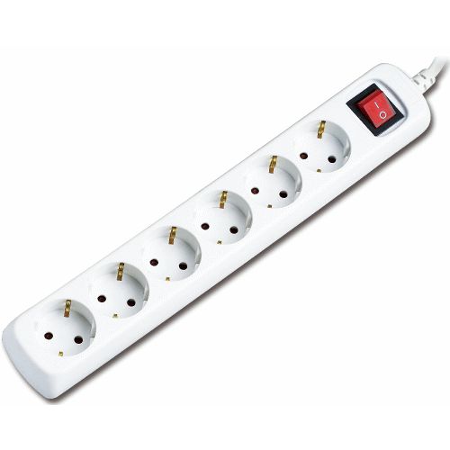 ALARGADOR ELECTRICO CON INTERRUPTOR 6 CLAVIJAS Y 1.5 METROS DE CABLE MAX. 3680W, Leds luces iluminacin Mts Mtr